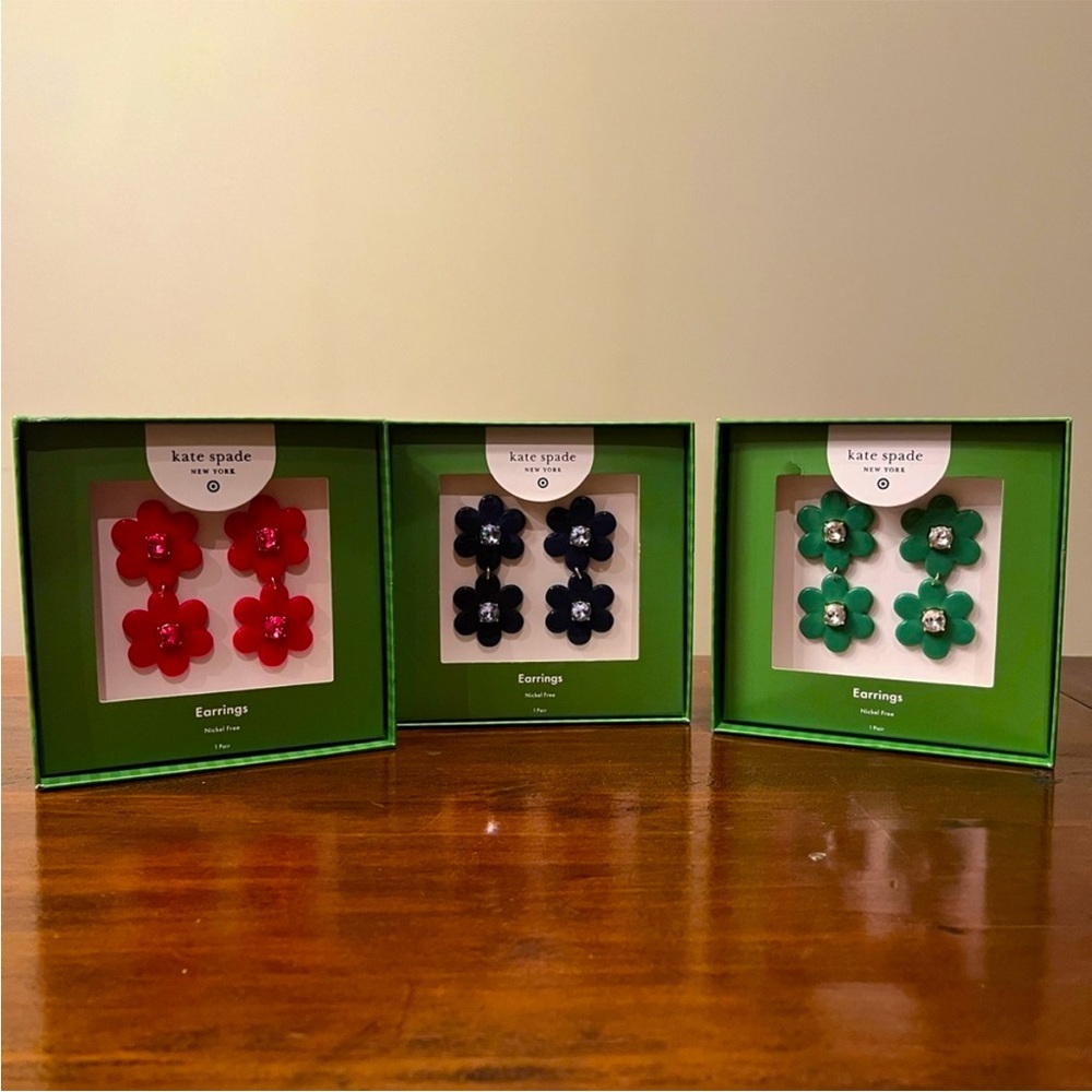 kate spade new york x Target 3 sets of Floral Linear Earrings, NWT